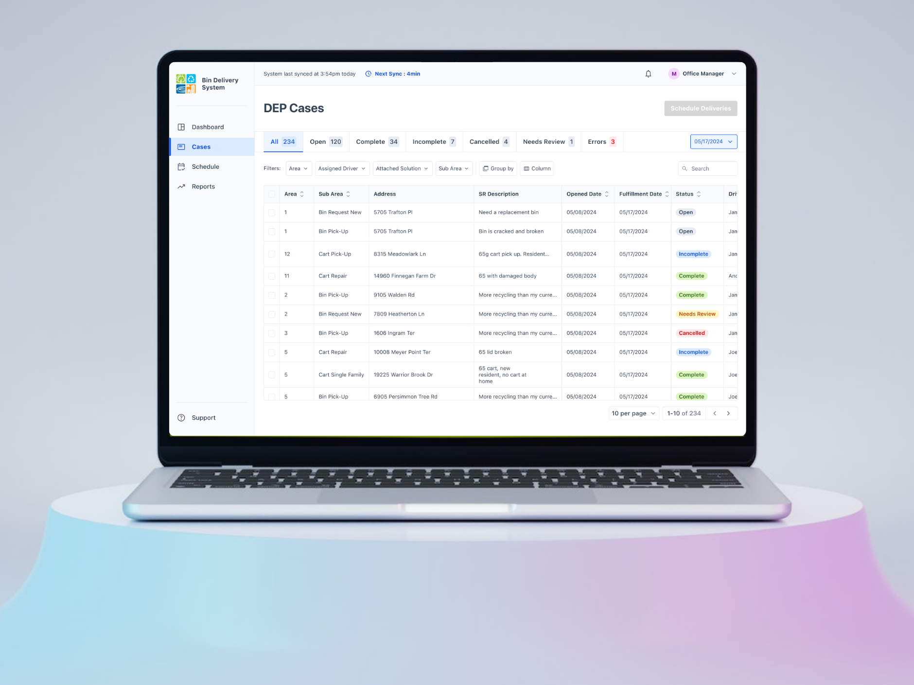 desktop view of CMS