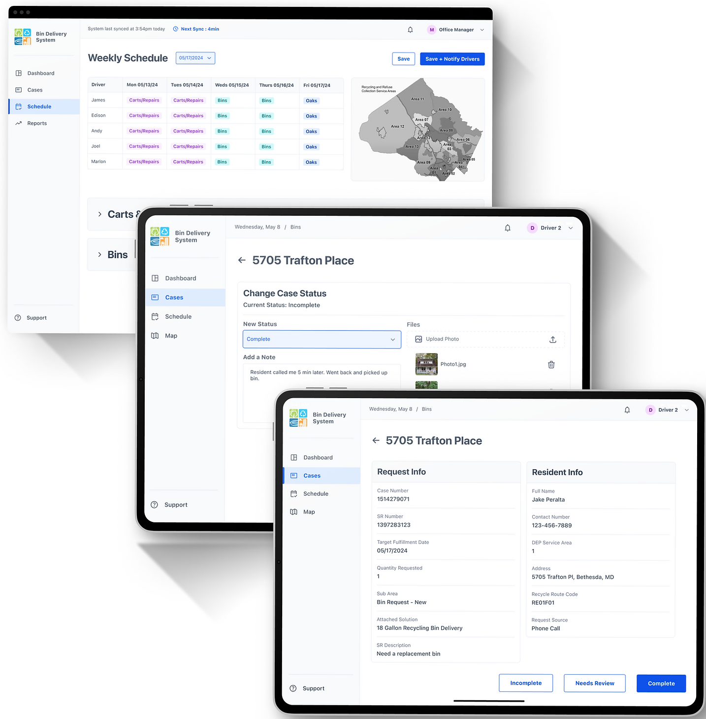 3 layered screenshots of the new CMS mockups 